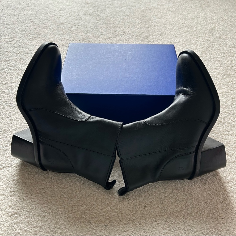 Lucky Brand Women's Stacked Heel Booties in Black Leather Size 7M - Picture 8 of 12
